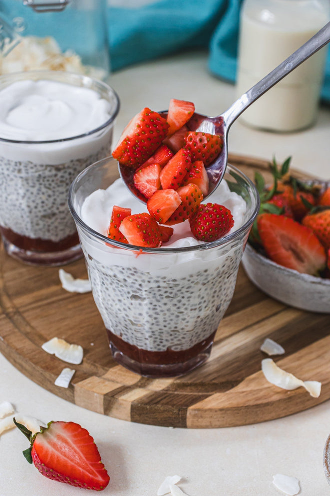 Creamy Coconut Strawberry Chia Pots