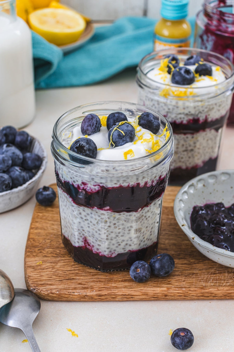 Lemon and Blueberry Chia Pudding Jars