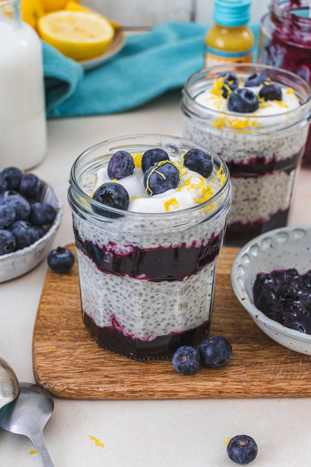 Lemon and Blueberry Chia Pudding Jars